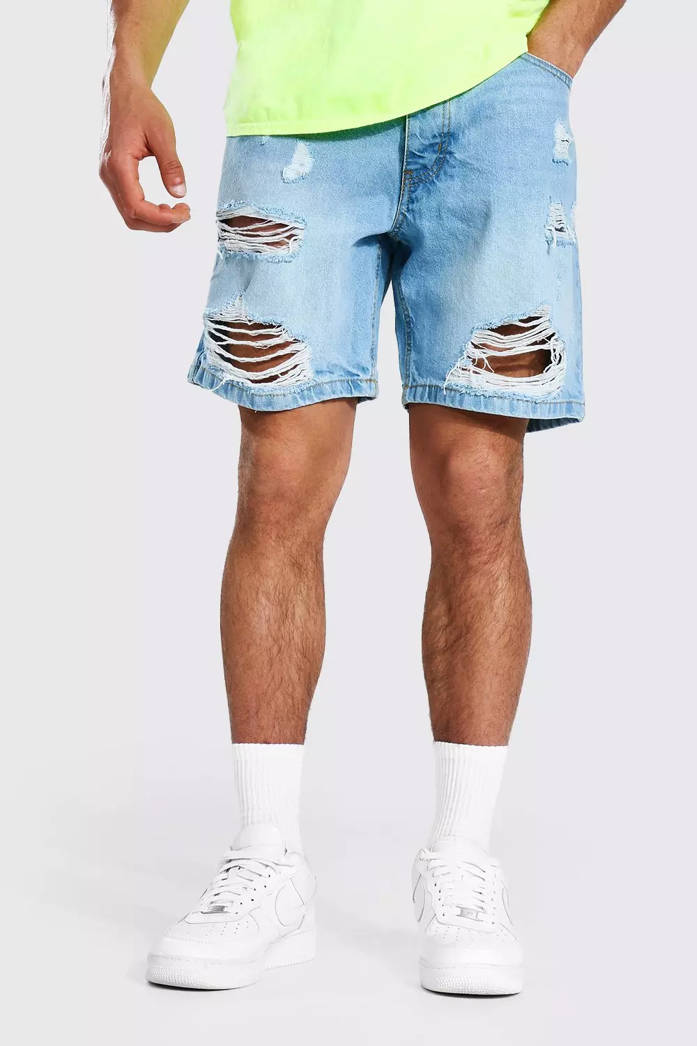 Distressed denim shorts mens sale